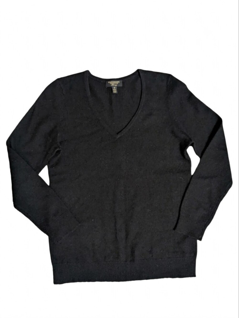 Charter Club Luxury 100% Cashmere Sweater Womens Medium Black V Neck Knit